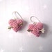 Spring Earrings crochet Pastel Pink heart and silver arrow. Silver sterling earrings. Mother's day gift