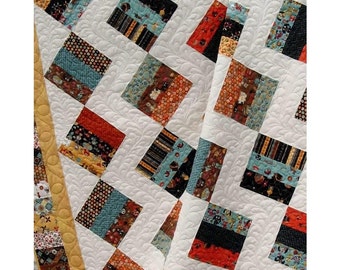 Easy Quilt Pattern: Jelly Brique Road - Jelly Roll Quilt Pattern - Baby to King Size - Hard Copy Version - FREE SHIPPING!!