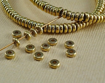 40 Brass Spacer Disk 4mm Heishi Rondelle Disc Saucer Beads from India Flat Metal Beads Natural Heishe