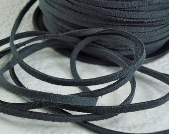 6yds Faux Suede leather Micro Fiber Gray Jewelry Cord Grey Lace 3mm x 1.5mm Bracelet Cord