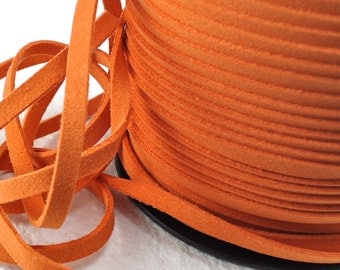 6yds Faux Suede leather Micro Fiber Orange Jewelry Cord Rust Orange Lace 5mm x 1.5mm