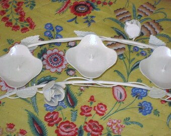 Vintage table top rose tole candelabra