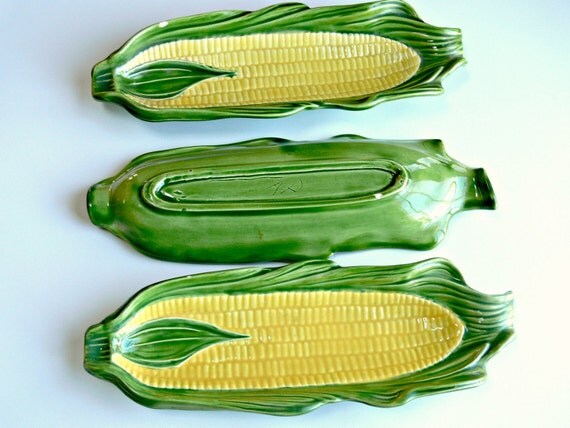 Vintage Corn Holders Pottery Corn On The Cob Dishes