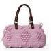 BAG // Pink Celebrity Style HandBag With Genuine Leather Handles - crocheted shoulder bag
