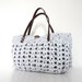 white summer bag- Handbag Celebrity Style With Genuine Leather Straps / Handles shoulder bag-crochet bag-hand made
