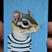 Chipmunk Portrait N11 on a playing cards. Original acrylic painting. 2012