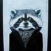Self Portrait as The Raccoon. Original Acrylic painting on panel. 2012