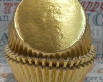 100 Gold Foil Cupcake Liners, Gold Foil Baking Cups - Professional Grade and Greaseproof