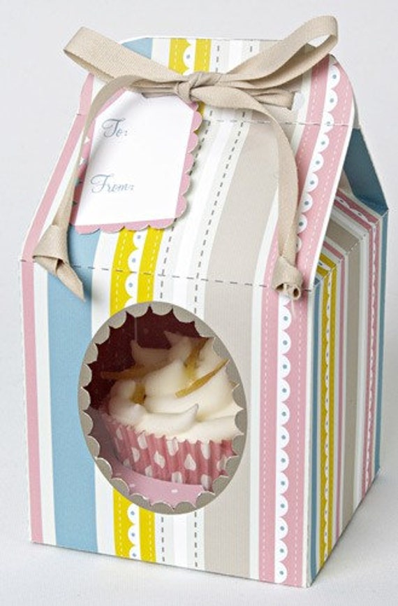 Items similar to Pink Stripe Cupcake, Baking Cup, Treat or Gift Boxes