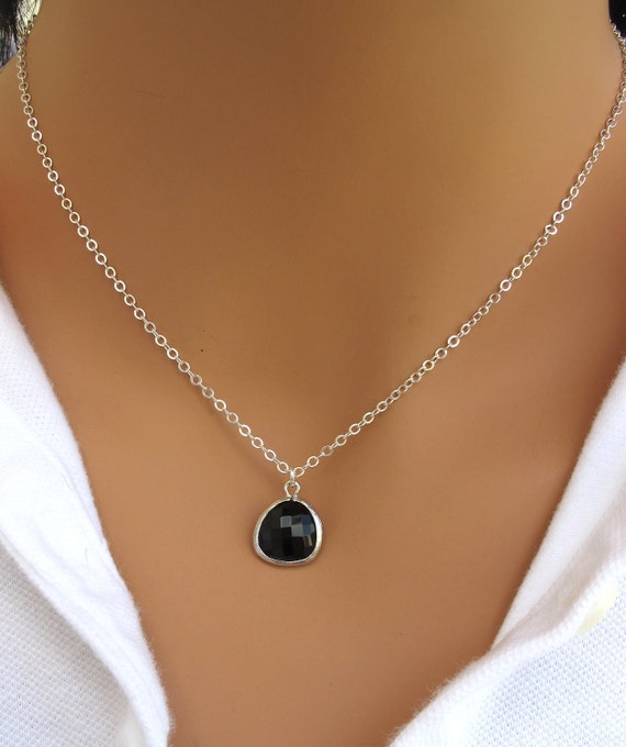 Black Silver Necklace. Bridesmaids Gift. by RoyalGoldGifts on Etsy