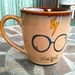 The Original Always Mug: Small Antique Brown "Always" Harry Potter Owl Mug - Hand Painted with lightning bolt and glasses
