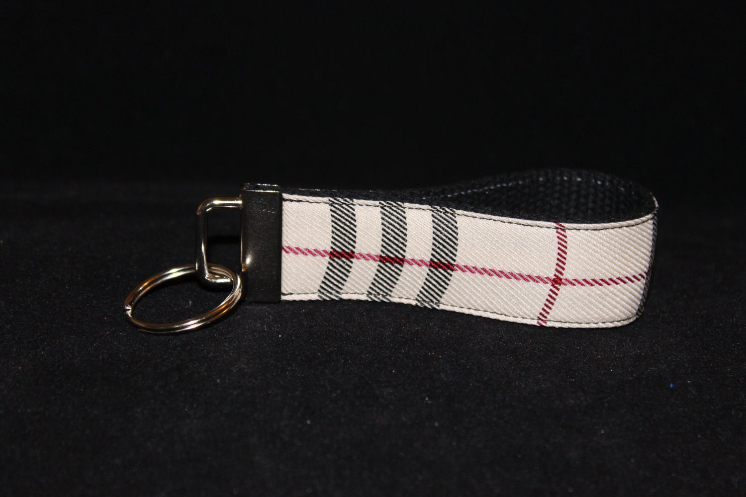 Burberry Plaid inspired Designer inspired key fob on black