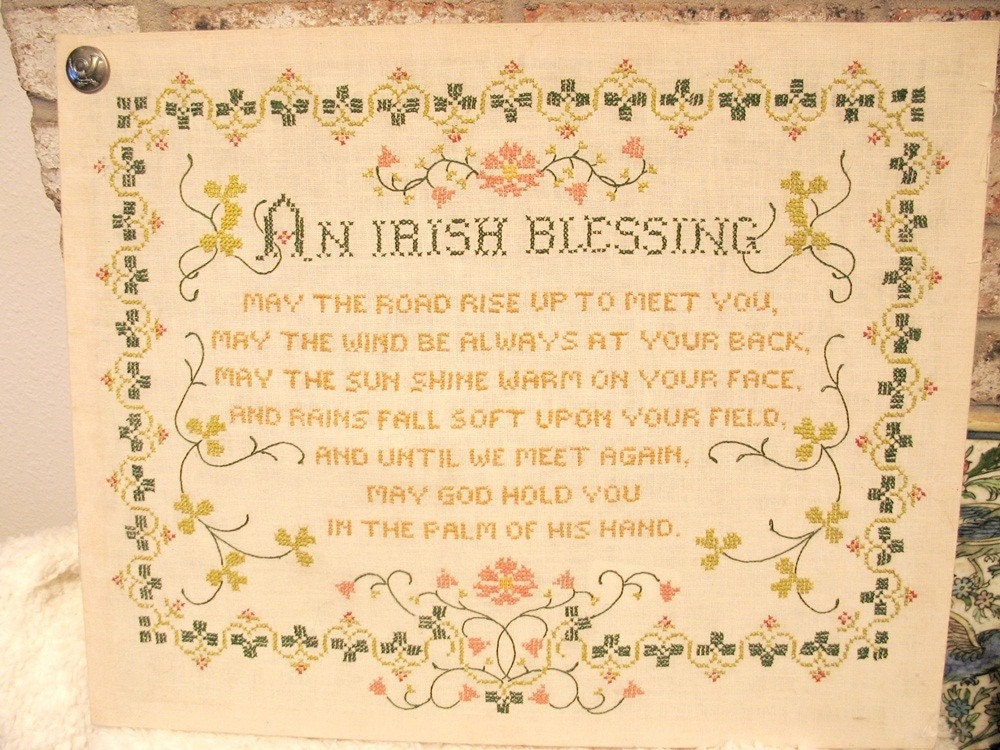 Vintage Irish Blessing Cross-stitch Sampler