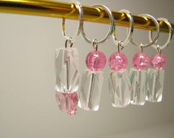 Stitch Markers - Set of 5 - Pink Butterfly