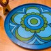 Dark Blue and Olive Green Flower Power Plastic Serving Plate