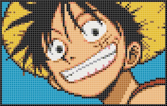 One Piece Luffy cross stitch pattern PDF by lexysaurusrex on Etsy