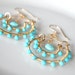 Turquoise Earrings - Wire Wrapped Chandelier Hoops