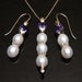 Vintage Ladies Amethyst, Pearl and Diamond 14K Yellow Gold Necklace and Earrings Ensemble