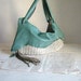 Leather Hobo in Slouchy Sea Green. Handwoven with Vintage Floral Lining - Ready to Ship OOAK. Reduced to Clear