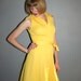 Vtg 70s Cute Yellow Big Collar Flared Mini Dress
