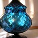 VTG Blue OPTIC Glass Covered Candy/Apothecary Jar 1960s
