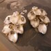 VtG LERU Pearly White Leaves Rhinestones Earrings THERMOSET Unique Bride