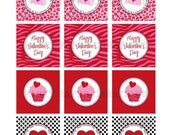 INSTANT DOWNLOAD Valentine Red and Hot Pink Zebra and Leopard Print Cupcake Toppers or Favor Tags DIY Printable Files Il_170x135