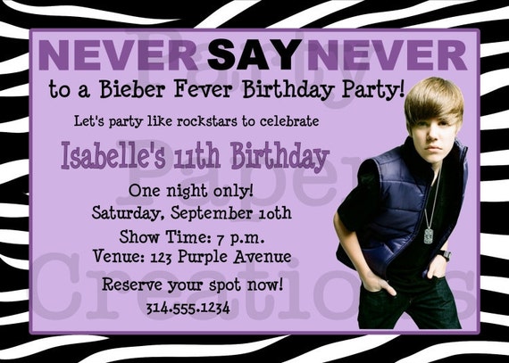 Justin Bieber Printable Invitations Free 1