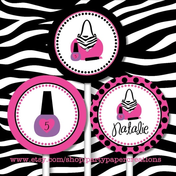 Glamour Girl Birthday Diva Personalized Printable Cupcake Toppers Il_570xn