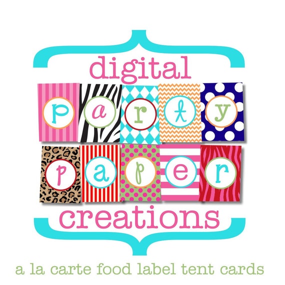Printable Food Label Tent Cards from Party Paper Creations Shop - A la carte listing Il_570xn