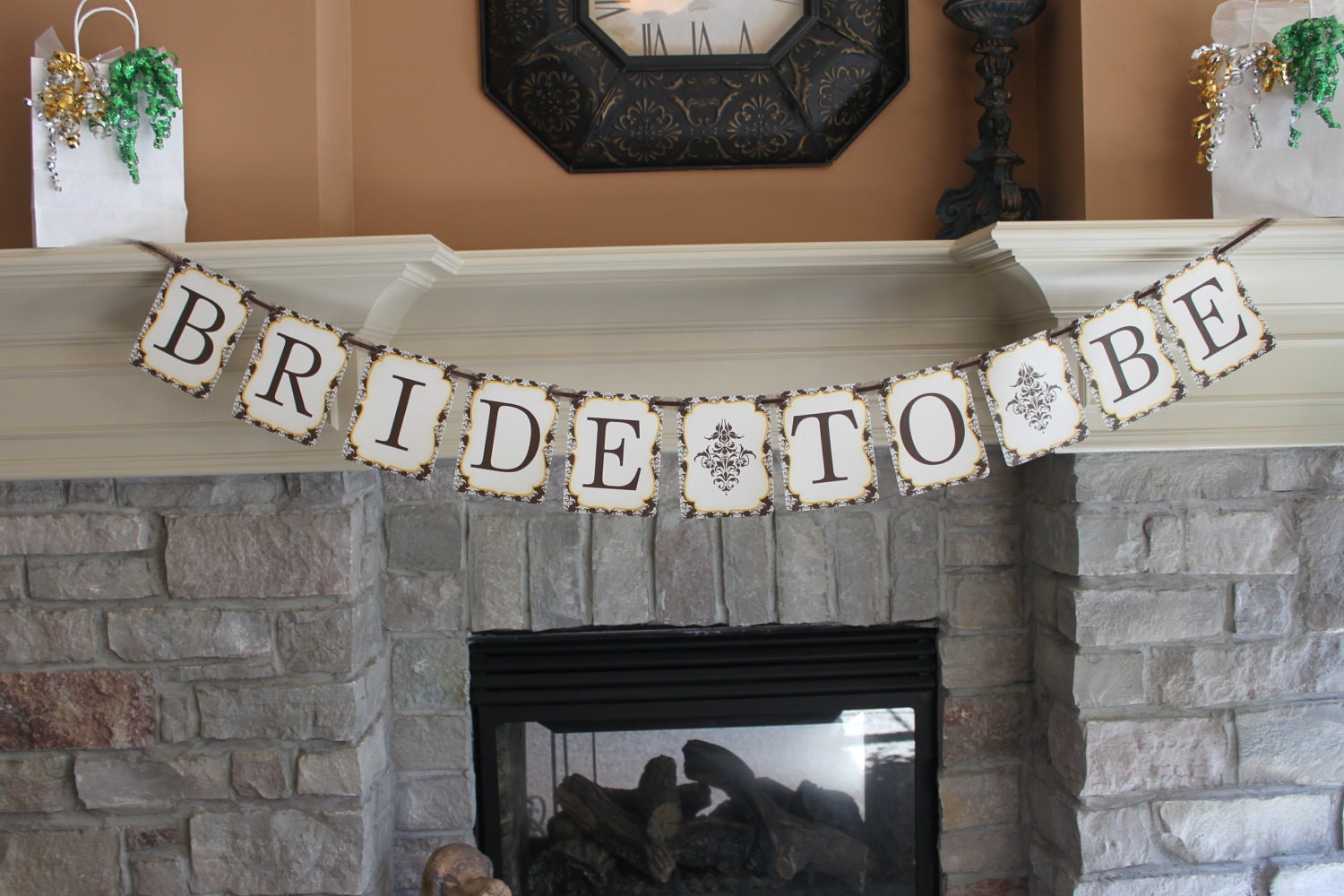 Printable Bridal Shower Bride to Be Banner in Cream and