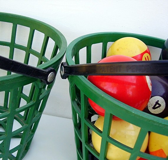 Vintage Golfing Range Buckets Golf Ball Baskets Green Plastic