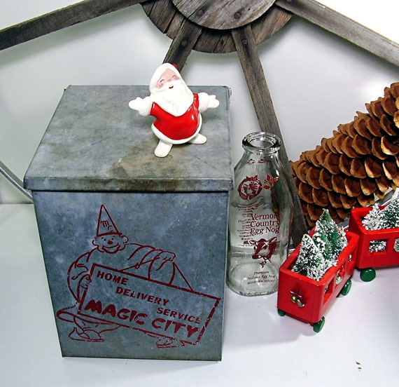 Vintage Milk Delivery Box Galvanized Steel Outdoor Milkman