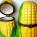Vintage Corn Cob Trinket Boxes Pair Kitschy Art Pottery
