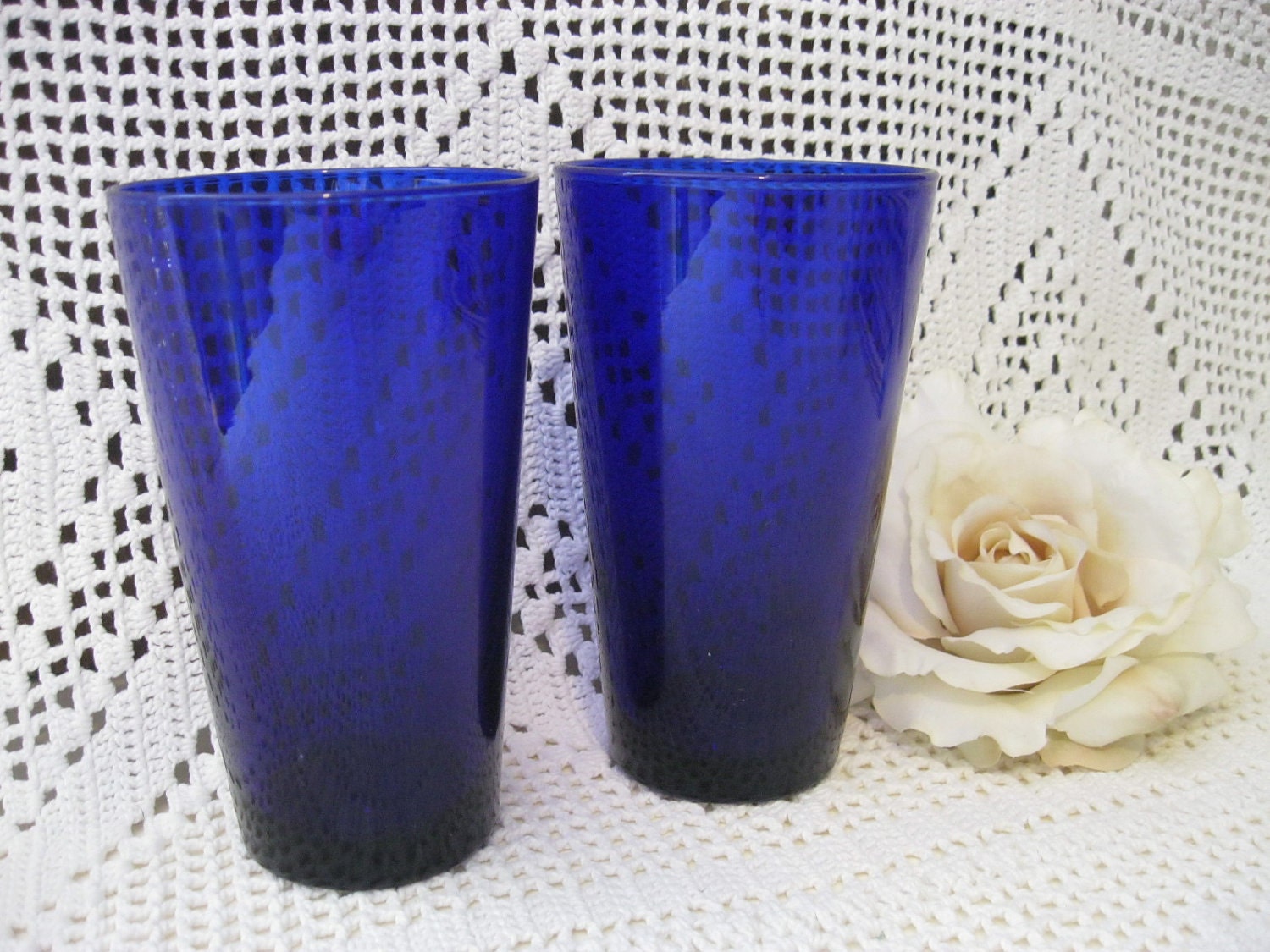 Vintage Cobalt Blue Drinking Glasses
