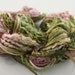 Silk ribbon embroidery Thread forest moss green and plum pink Hand Dyed Variegated - 7 silk threads - 5 meters of each
