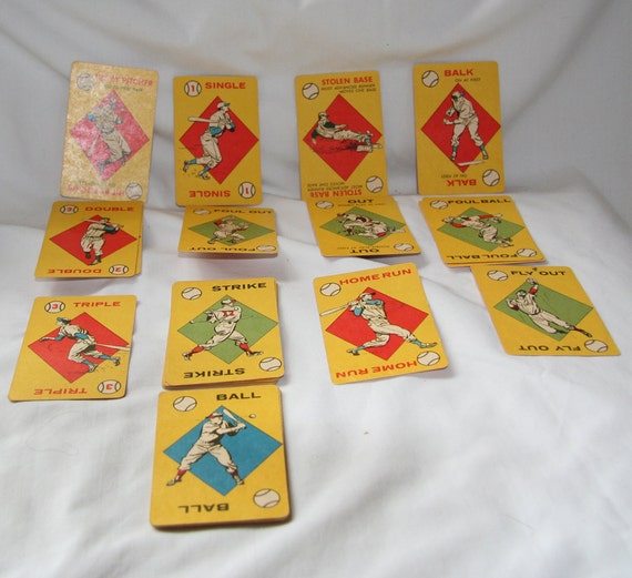 Vintage Baseball Game Spinner and 29 EdUCard Baseball Cards