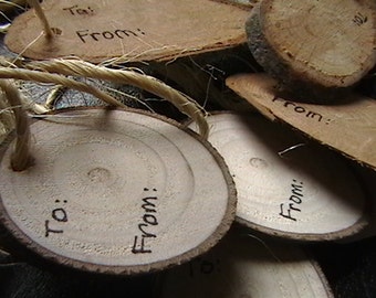 Natural Wood BLANK Gift Tags 6 Pack Scraps From the Wood Pile Personalize for free tree bark Green