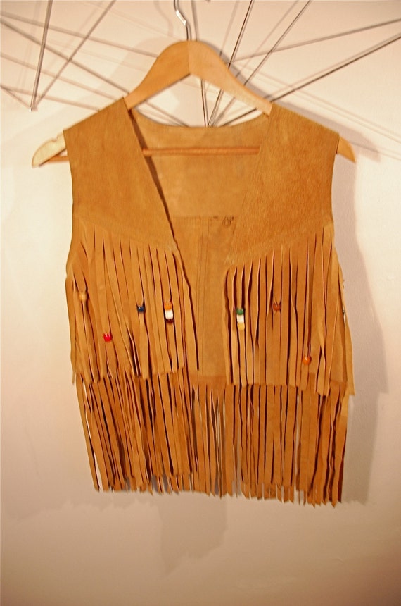 Vintage 1970's Fringe Suede Vest Hippie Era by KRWvintage on Etsy