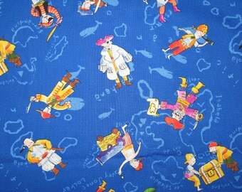 Timeless Treasures Tossed Pirates on blue 1 yard