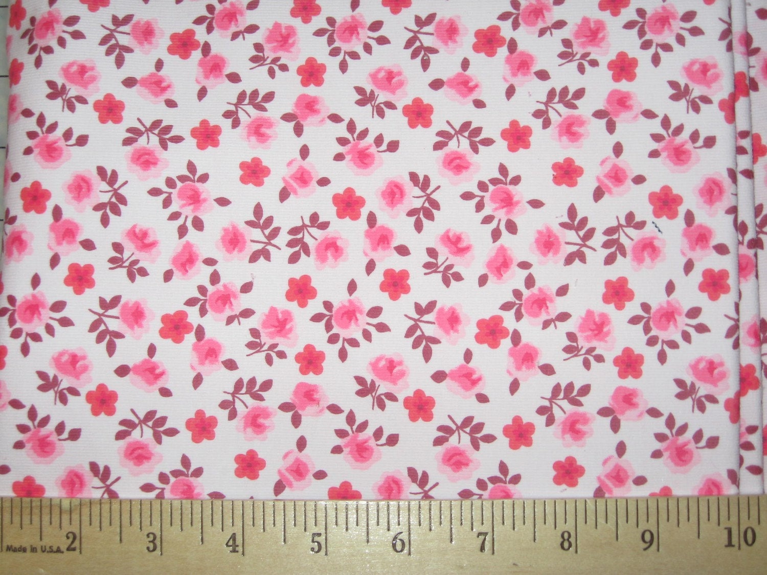 Pink floral fine wale corduroy fabric 1 yard X 54