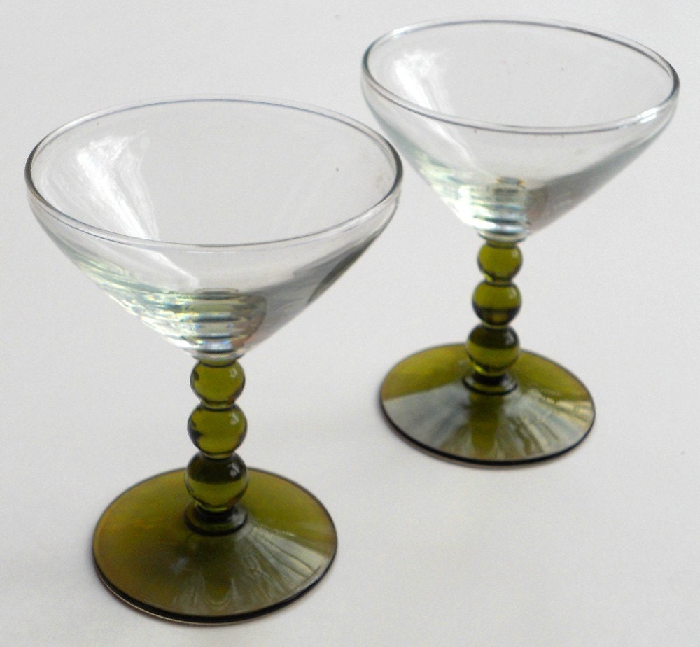 Olive Stem Martini Glasses