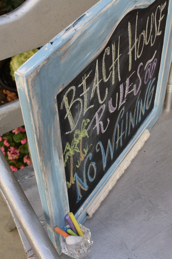 Items similar to Custom Chalkboard, Beach Theme Upcycled Chalkboard