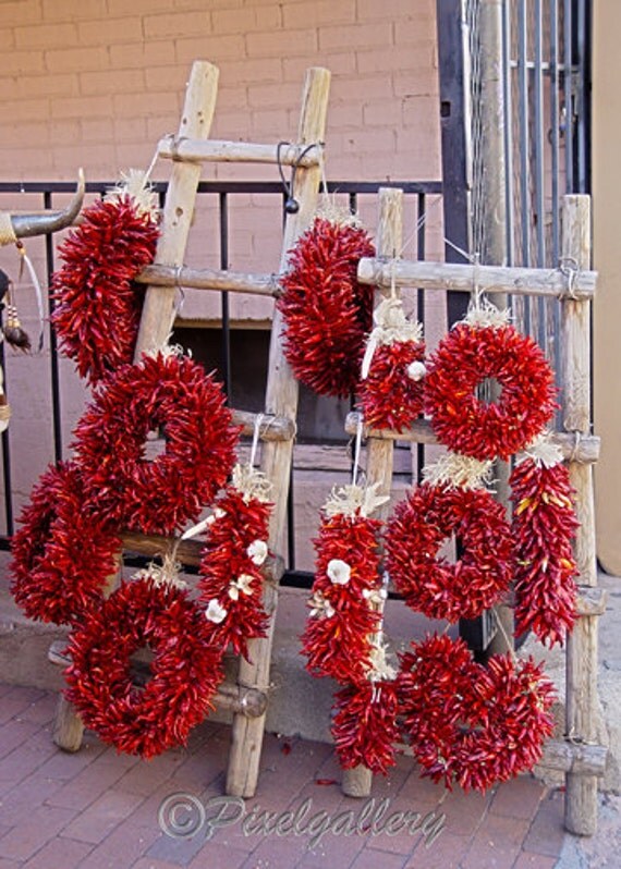 Items similar to Chili Pepper Wreath 5x7 Fine Art Giclee Print on Etsy
