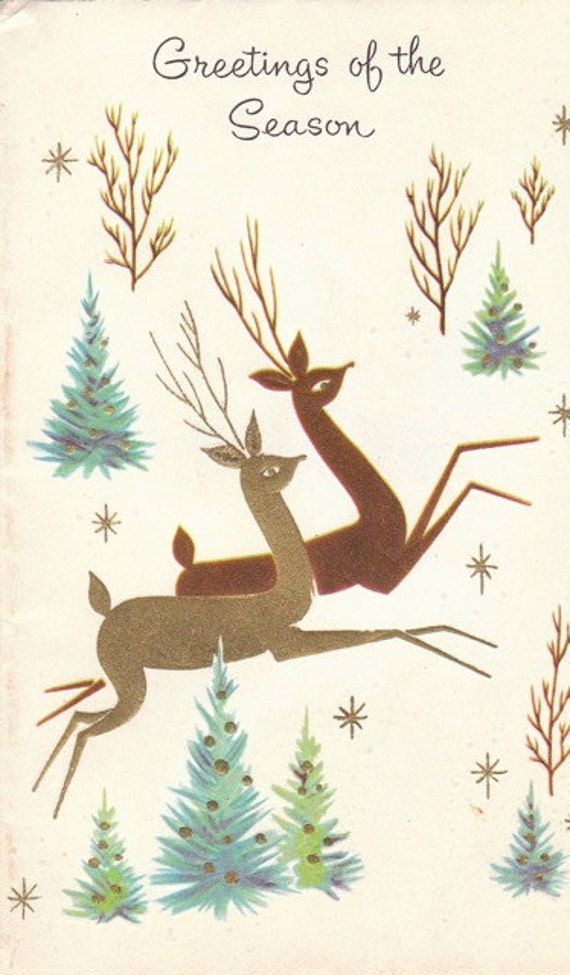 Greetings of the Season 1960s Vintage Holiday Greeting Card