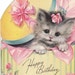 Happy Birthday- Kittens in Hat Boxes- 1952 Vintage Greeting Card- Used
