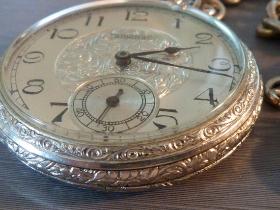 Vintage Mens Admiral Non Magnetic Pocket Watch with Chain