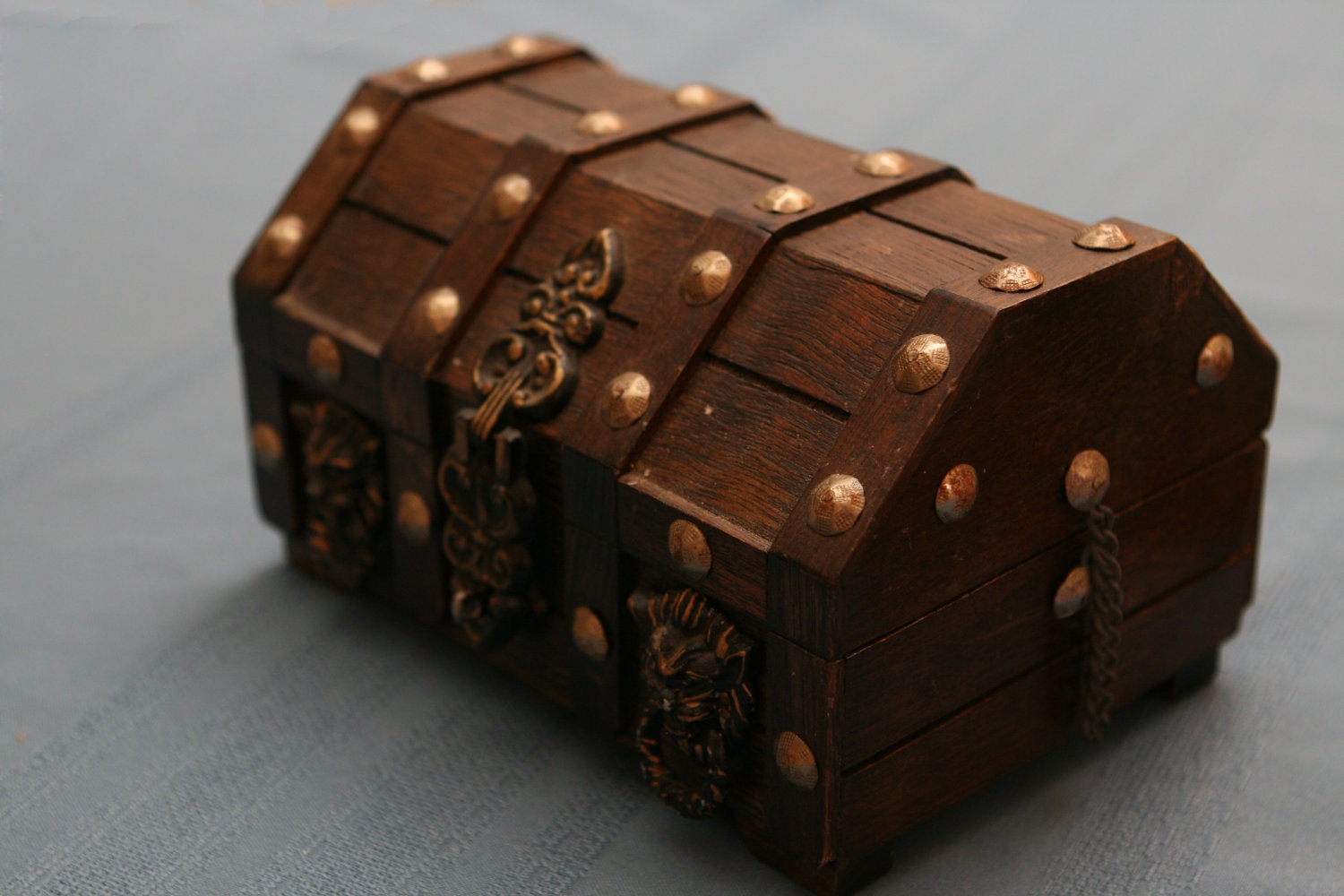 Small Vintage Treasure Chest Jewelry Box