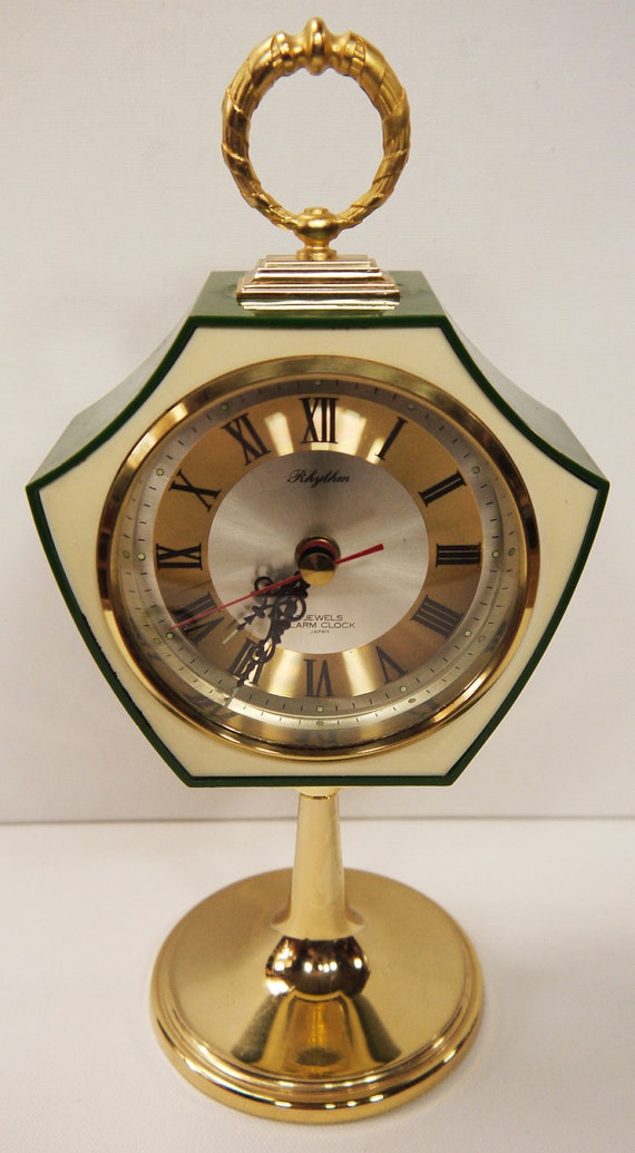 Vintage Mid Century Alarm Clock Rhythm of Japan 2 Jewels