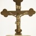 Vintage French Bronze Standing Crucifix and Glass Font 1930s